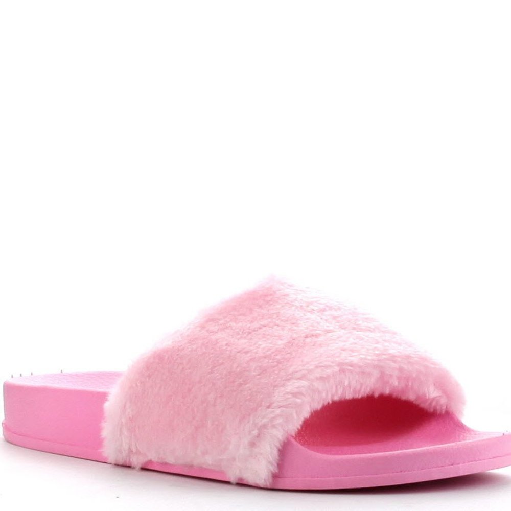 NIB Cape Robbin Furry Pink Slides Size 6 & 7 USA
